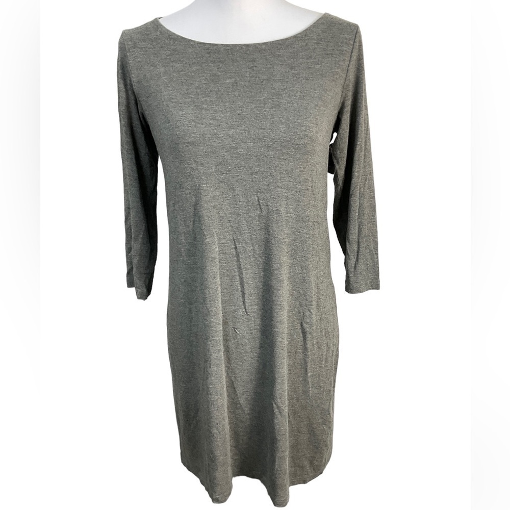 THEORY Womens Gray Size Large Cotton‎ 3/4 Sleeve Mini Dress Shirt (T2)